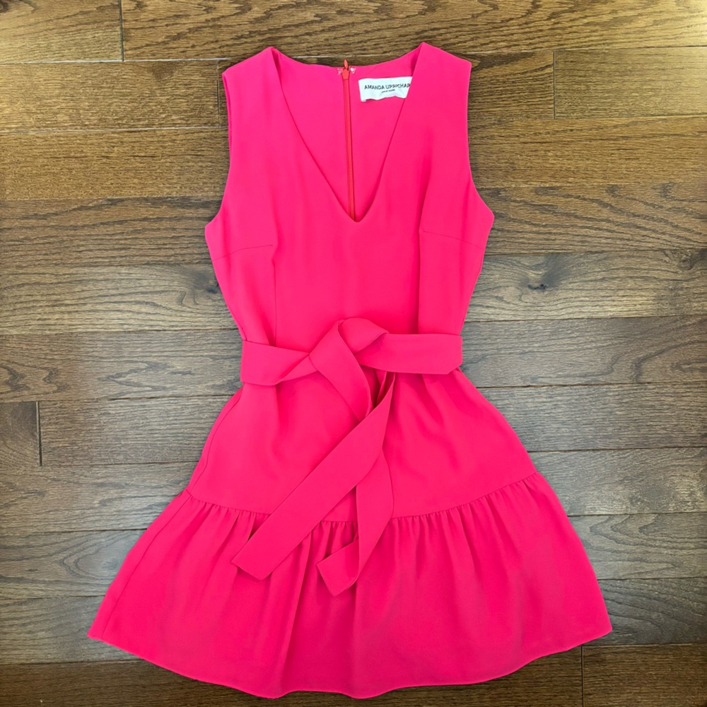 Amanda Uprichard Hot pink dress with tie Size: XS